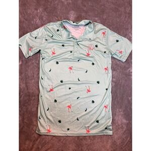 Gashouse Golf Shirt Mens M Mint Green Flamingo Fun Performance Golfing Resort